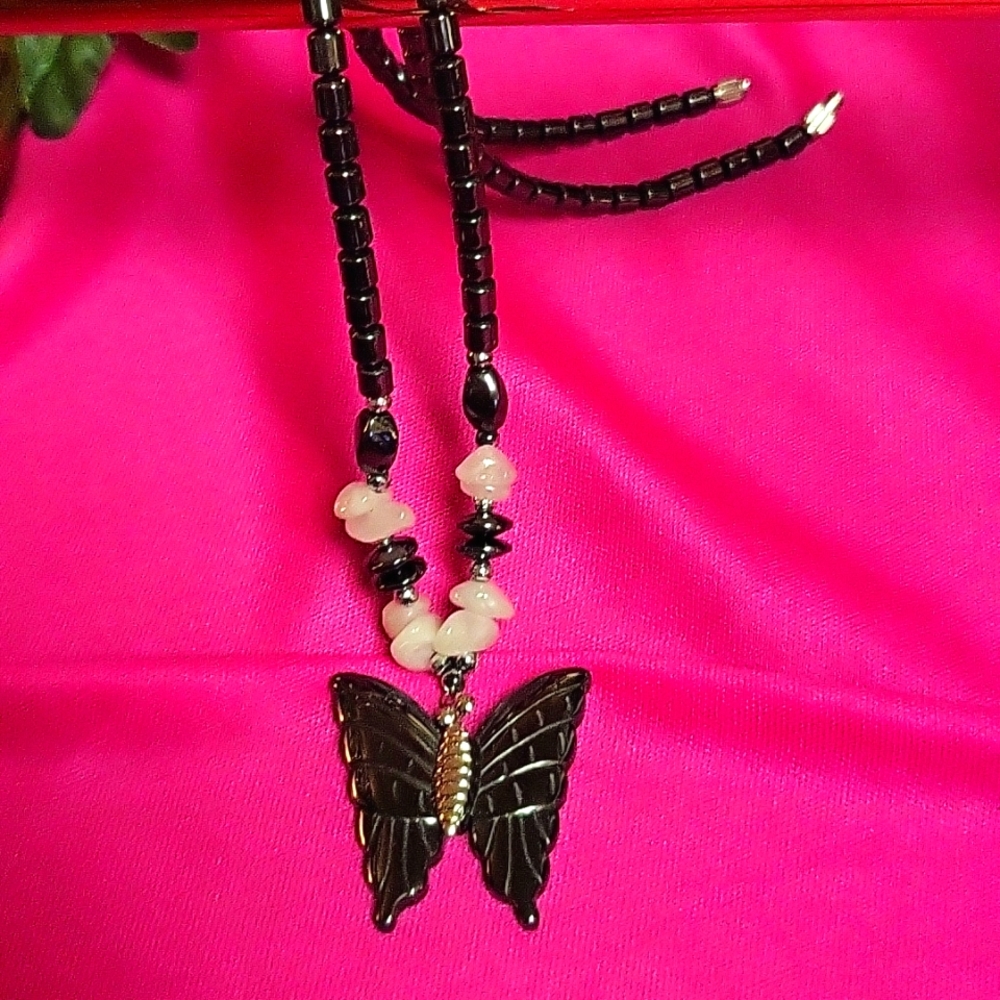 Beautiful black butterfly necklace